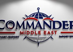 صورة تمثل شعار لشركة تصدير واستيراد , اسم الشركة كوماندر الشرق الاوسط باللغتين العربية والانكليزية (1)